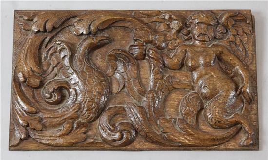 A French carved panel, 10 x 17in.